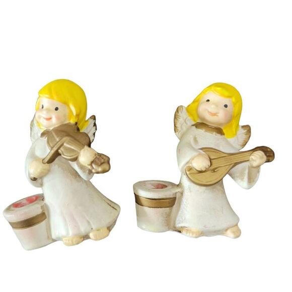 Vintage Colonial Candle Angel Candle Holders Set of 2 Korea - Picture 1 of 8